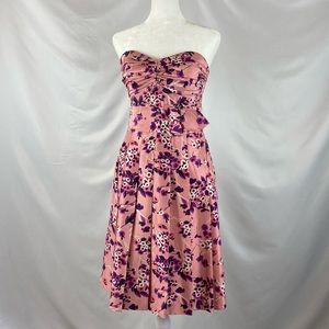 Express Silk Floral Garden Party Dress w/ Wide Belt